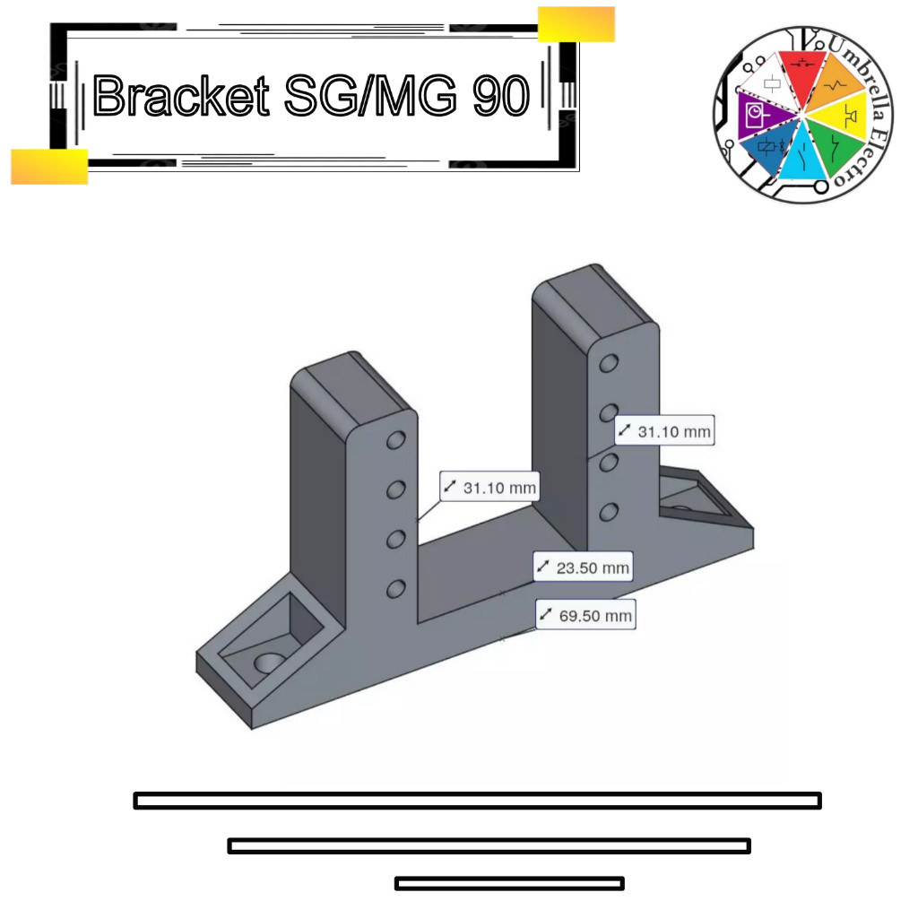 Bracket Servo SG90 Mg90 Dudukan Servo Bracket Flat Laydown Sg90 motor servo