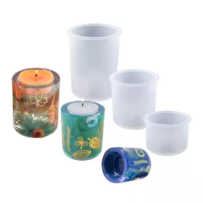 Cetakan Silikon Resin Pot Lilin Cylinder Candle Base Mold