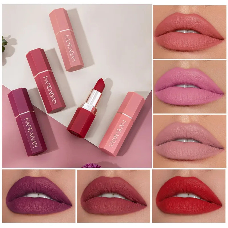 6 Warna Lipstik Nude Matte Beludru Model Terbaru Pigmen Tinggi Warna Merah Coklat Tahan Air Tahan La