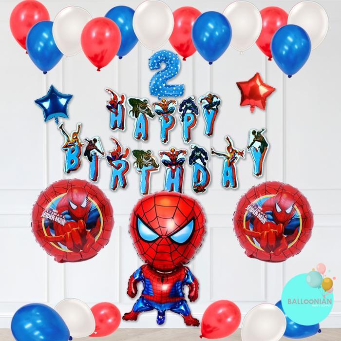 SPIDERMAN SIMPLE DEKORASI SET/BALON FOIL/DEKORASI ULANG TAHUN ANAK/PAKET DEKORASI MURAH - DEKOR HEMA