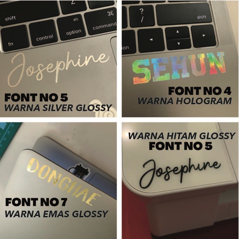 STICKER NAMA CUSTOM WATERPROOF MURAH HOLOGRAM HANGUL KOREA JEPANG KANJI