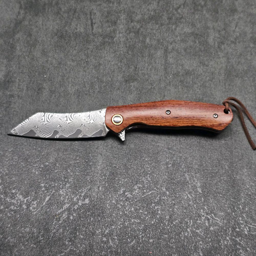 Pisau Lipat CHOPIN Damascus Chopper Blade  Folding Knife EDC