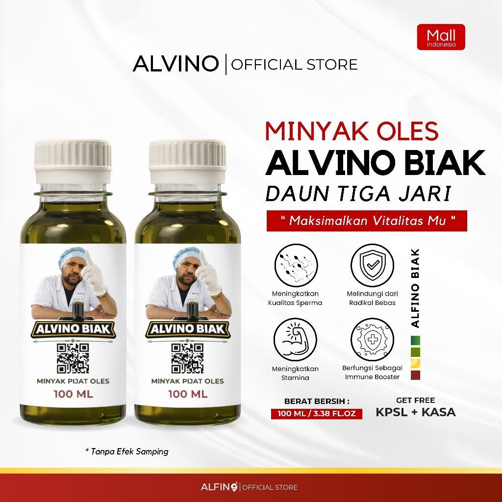 ALVINO MINYAK PIJAT DAUN TIGA JARI ALVINO KHAS PAPUA / MINYAK PIJAT ALVINO / MINYAK TERAPI 15 HARI [