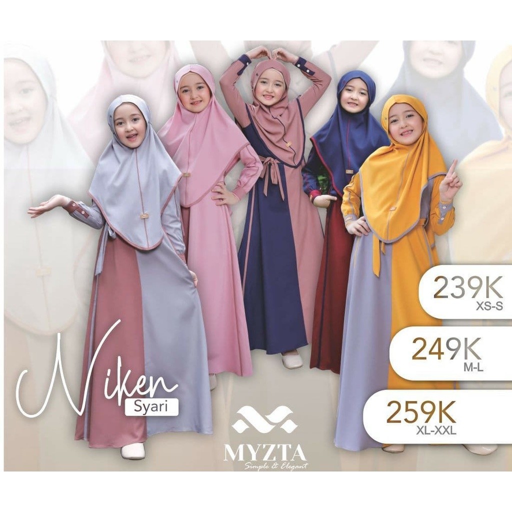 [SILVER] SET GAMIS ELEGAN MYZTA NIKEN SERIES SET GAMIS DEWASA DAN GAMIS ANAK GAMIS KIDS MYZTA NIKEN 