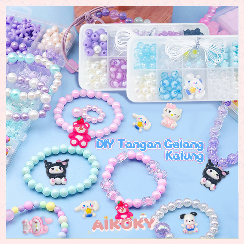 Mainan Anak Anak Paket DIY Gelang Manik / Manik Gelang Set Kotak Dan Tali / Bikin Gelang Sendiri Tay