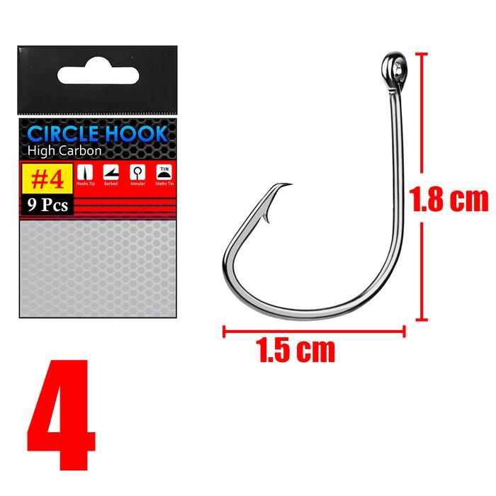 PULSIX Circle Hook Carbon Mata Kail Pancing Bulat Mancing Jig - No 4 TERLARANG