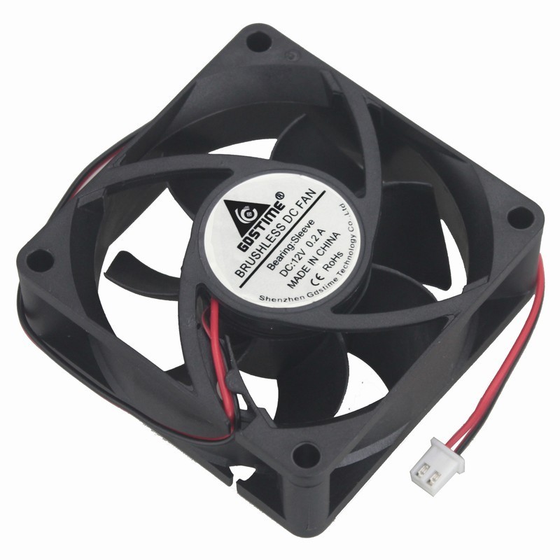 Gdstime 2 Pcs 2Pin 70mm x 25mm PC Case Cooling Fan 12V Computer Case Cooler 70x70x25mm DC Brushless 