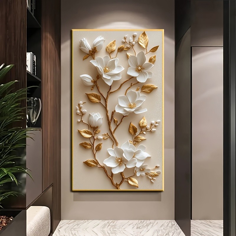 3060Cm Lukisan Kanvas Hiasan Dinding Bunga Abstrak Modern Besar - Seni Dinding Aesthetic Untuk