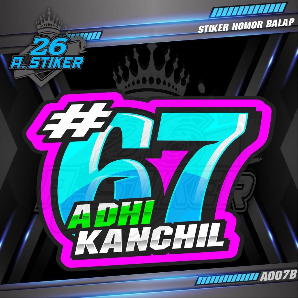 Stiker Racing Nomor Balap All Motor,helem Dll. Custom Bisa Request Angka & Kata-kata - Sticker Custo