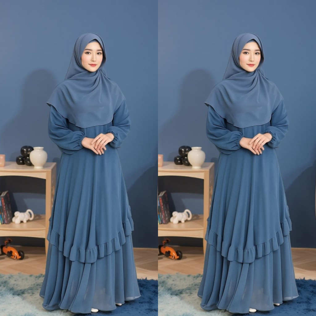 NURKHAYAH.SHOP Gamis Melayu Terbaru 2025 / Gamis Malaysia Busui Umpak Bahan Ceruty Babydoll Wanita D