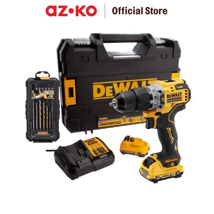 AZKO Dewalt Bor Impact Cordless 12V DCD706D2A-B1 - Kuning/Hitam Impact Drill CordlessAlat Pembuat Lu