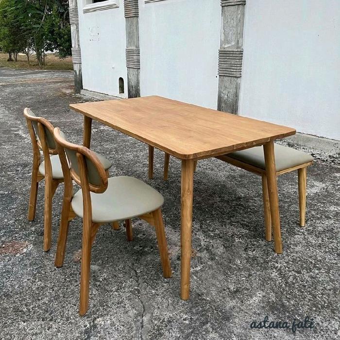 Meja makan minimalis set kursi makan minimalis kursi cafe minimalis modern jati - Mentahan