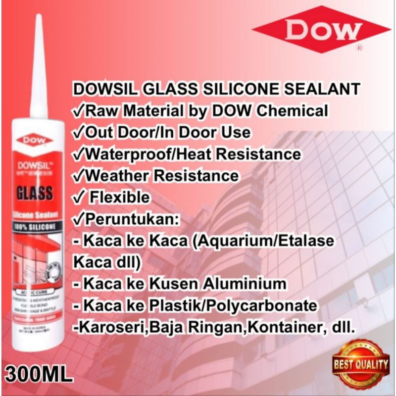 PROMOLem Kaca Silicone Sealant DOWSIL GLASS  / DOWSIL ASAM ACETICTERLARIS