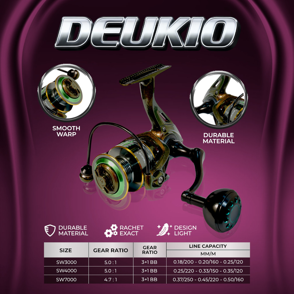 DEUKIO G SW SALT WATER SPINNING REEL GULUNGAN PANCING DEUKIO UKURAN 2000 3000 4000 5000 6000 7000
