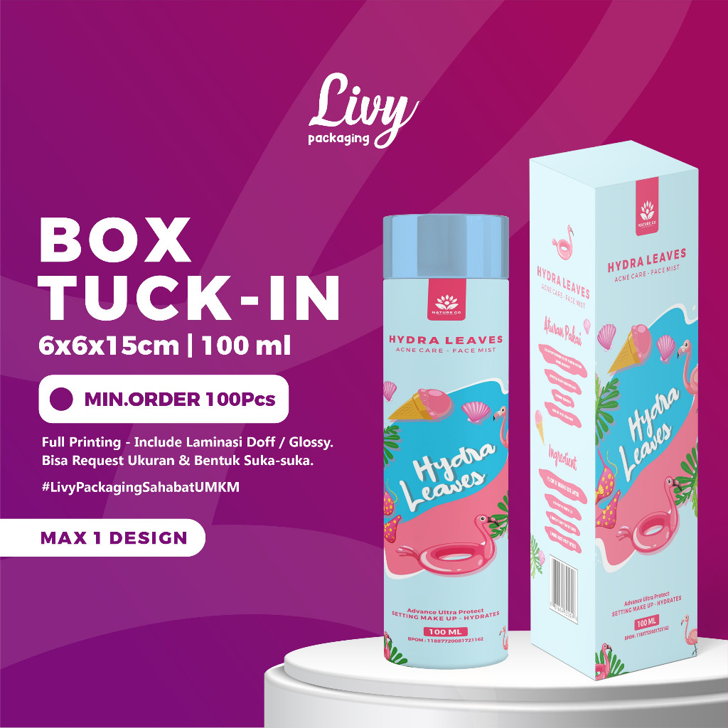 Packaging - Cetak Kemasan Box Packaging Botol Serum 100Ml Kardus Custom Full Print Ukuran 6x6x15cm
