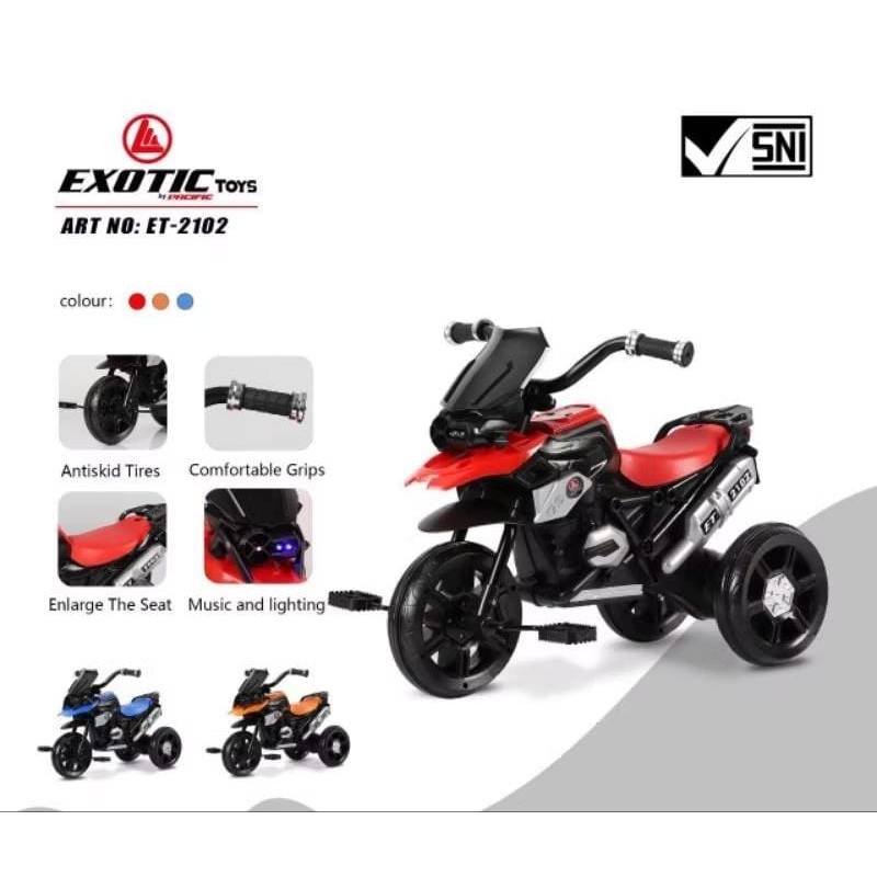 MAINAN SEPEDA ANAK RODA TIGA EXOTIC EMT-2102 MODEL MOTOR GOWES NON AKI -- GowesLaju