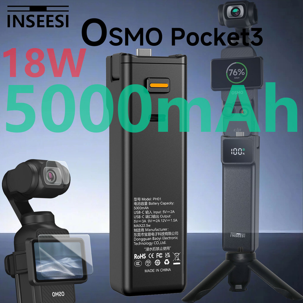 For DJI Osmo Pocket 3 Battery Handle Osmo Pocket 3 Battery 5000mAh 22.5W