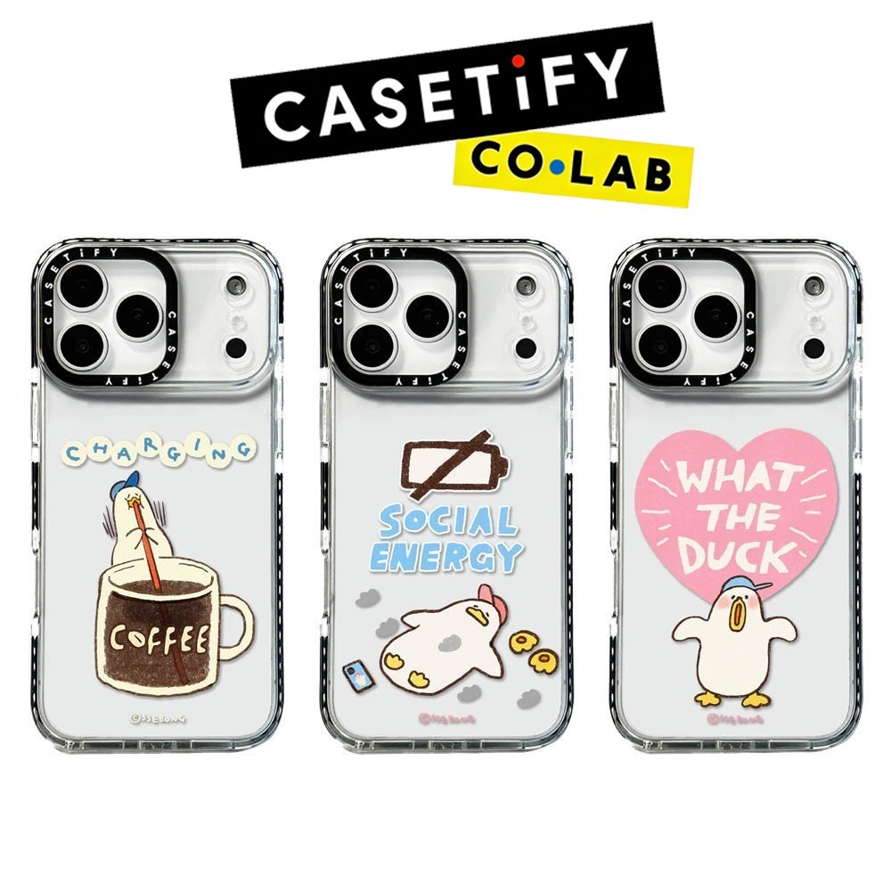 Original CASETiFY Cartoon Drinking Coffee Duck Phone Case for IPhone 17ProMax 16ProMax 16pro 16 12 1