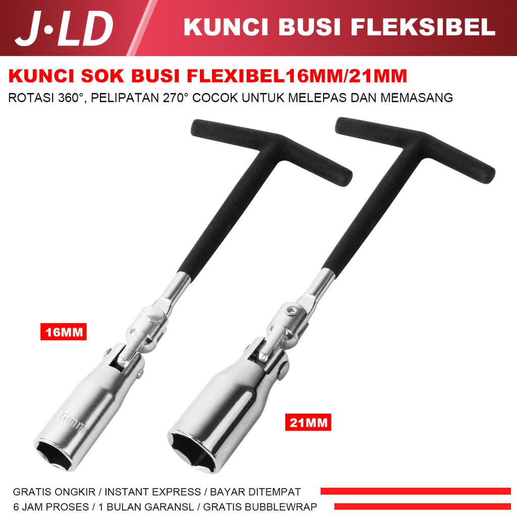 JLD Kunci Busi Fleksibel Kunci Sok Busi Flexibel 16mm/21mm KUNCI BUSI SOK Spark Plug Socket T-Handle