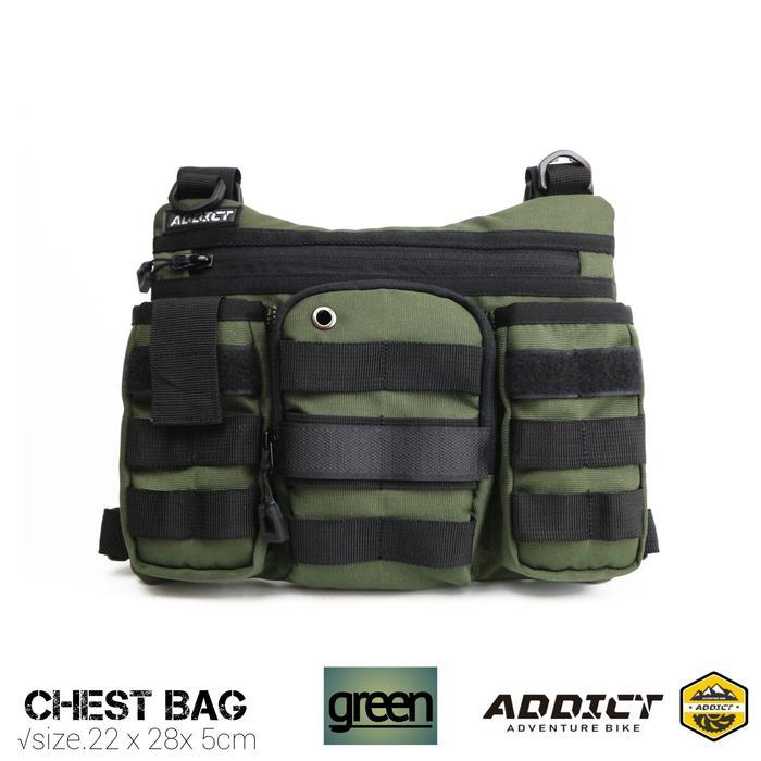 Addict Chest Bag Tactical Rig Bag Tas Dada Rompi Sepeda dan Motor Pria Premium Cordura 1000D YKK Res