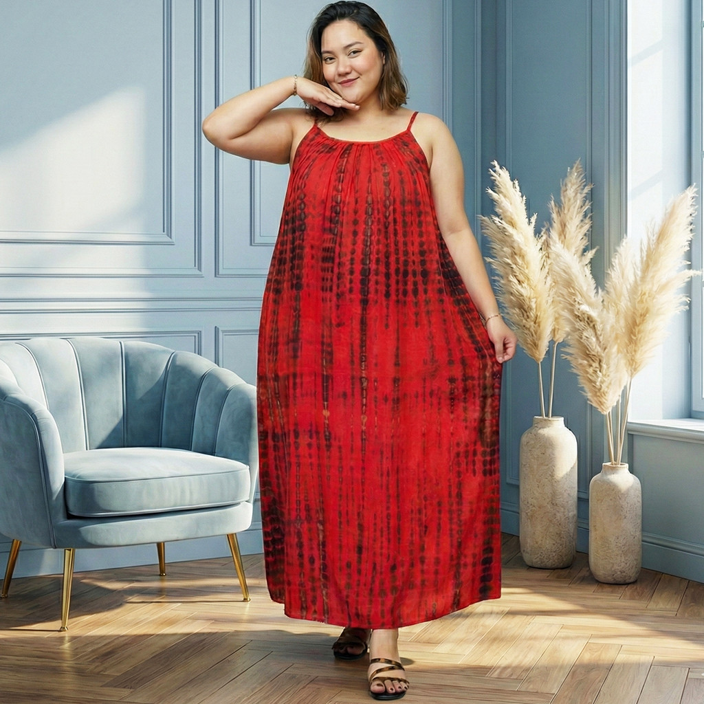 Dress lobek panjang super jumbo wanita daster tali satu jumbo