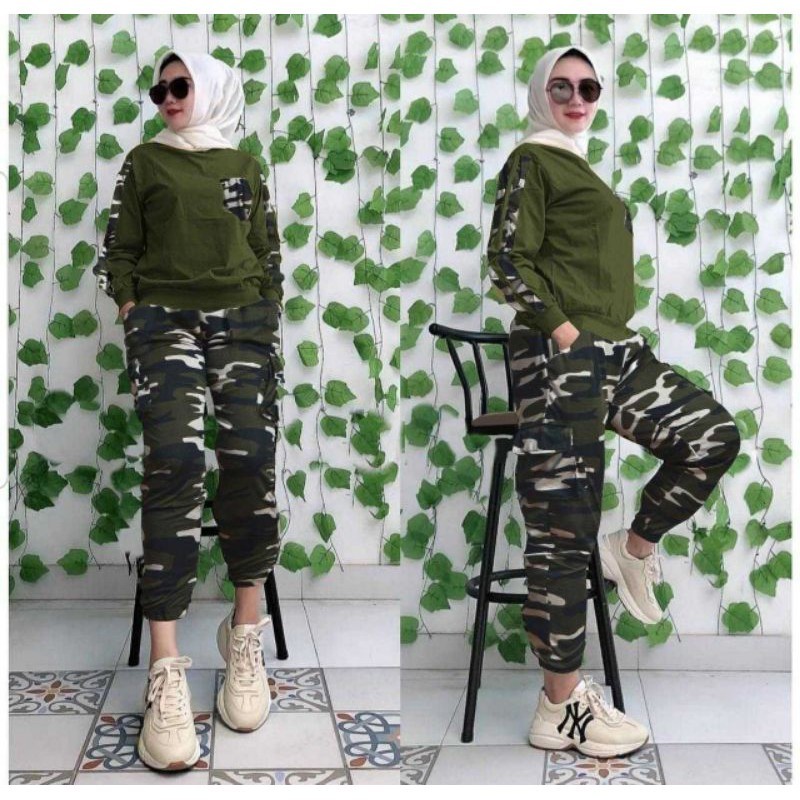 CACASTYLE ARMY SET WANITA (2 Uk XL & XXL) / SET JUMBO / SET ARMY / SETELAN ARMY / SET JOGER / TREND 