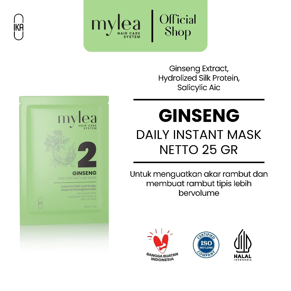 NEW SACHET Mylea Ginseng Daily Instant Hair Mask 25gr for Normal Hair & Stronger Root Lights Up Stor