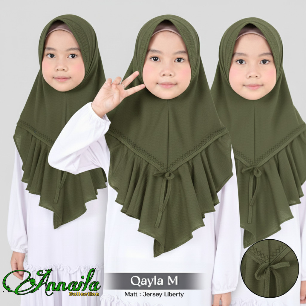 Qayla Kerudung Jilbab Hijab Anak Sekolah SD TK PAUD umur 4 5 6 7 8 Tahun