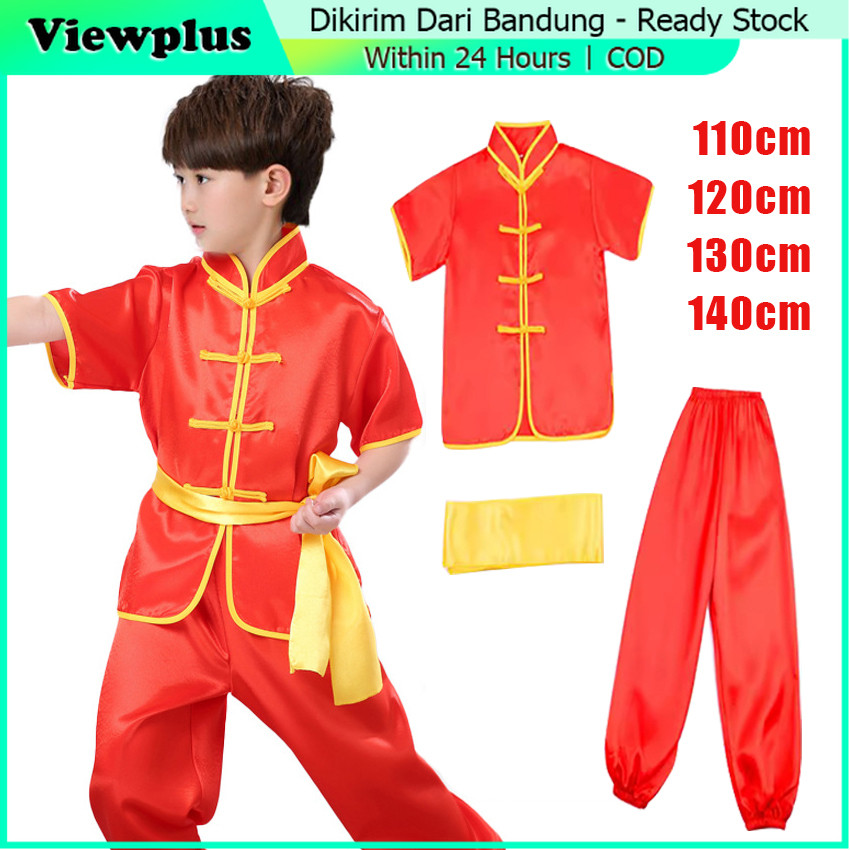 Kostum Kungfu Anak Imlek Lengan Pendek / Baju Taichi Kungfu Anak Lengan Pendek