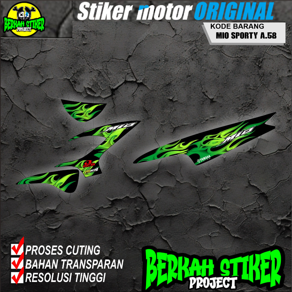 (COD) STIKER STRIPING ORIGINAL MOTOR YAMAHA MIO SPORTY TAHUN 2011 DESAIN HOLOGRAM TRANSPARAN