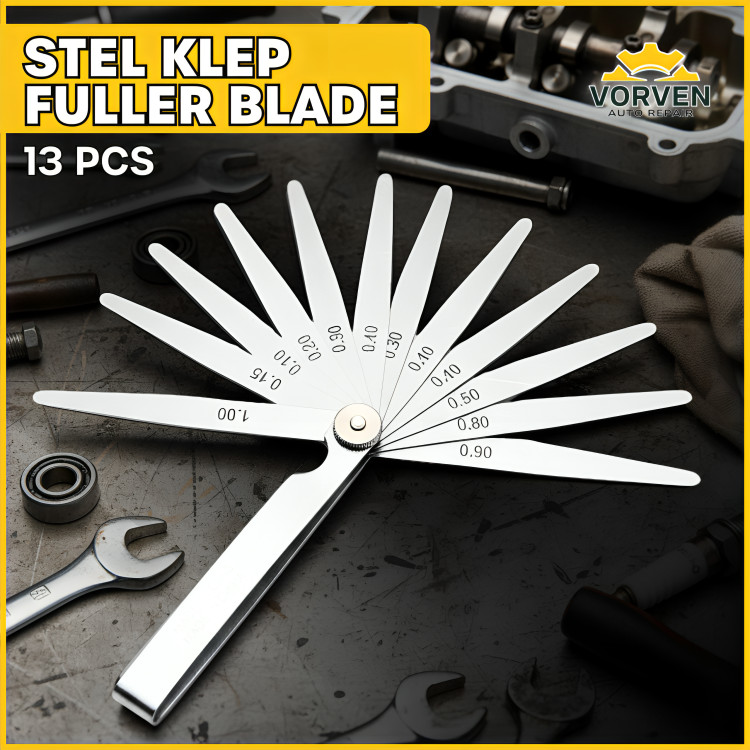 Feeler Gauge Blade 13 Pcs Fuller Gauge 0.05 - 1 mm Setelan Klep Kunci Stel Klep Motor Mobil 1 Set