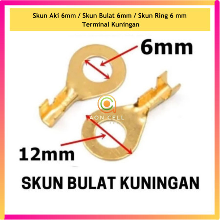 Skun Aki 6mm / Skun Bulat 6mm / Skun Ring baut 6 mm  Terminal Kuningan