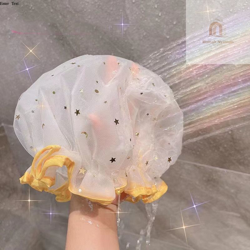 Waterproof Premium Shower Cap Topi Mandi - Anti Air -Tahan Air -Travel Shower Cap