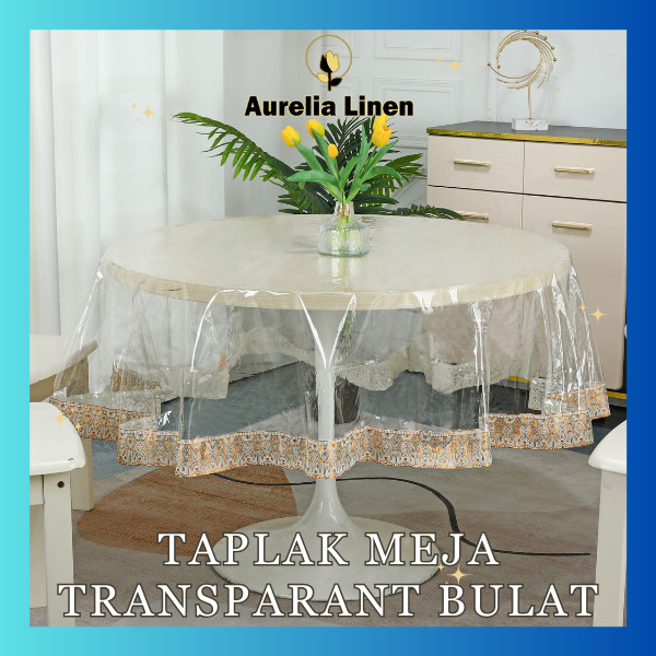MULYO - Taplak Meja Transparan Bulat Alas Meja Bening Taplak Meja Makan Bahan Tebal terbaru