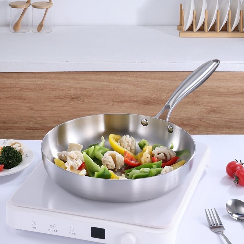 304 stainless steel frying pan, non stick pan, steak pan, uncoated frying pan, kiten cookware