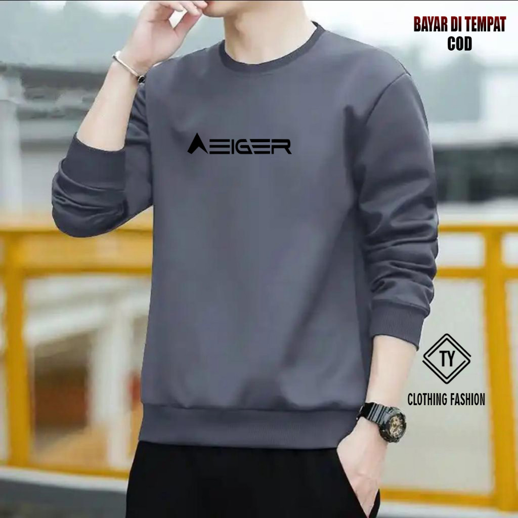 Trendy now / COD Sweater Crewneck / Sweater Distro 1205 Garis Text Hitam / Hoodie Dewasa Premium Qua