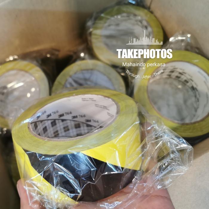 Lakban lantai 3M 766 yellow/black - Floor marking tape police line ori terlaris