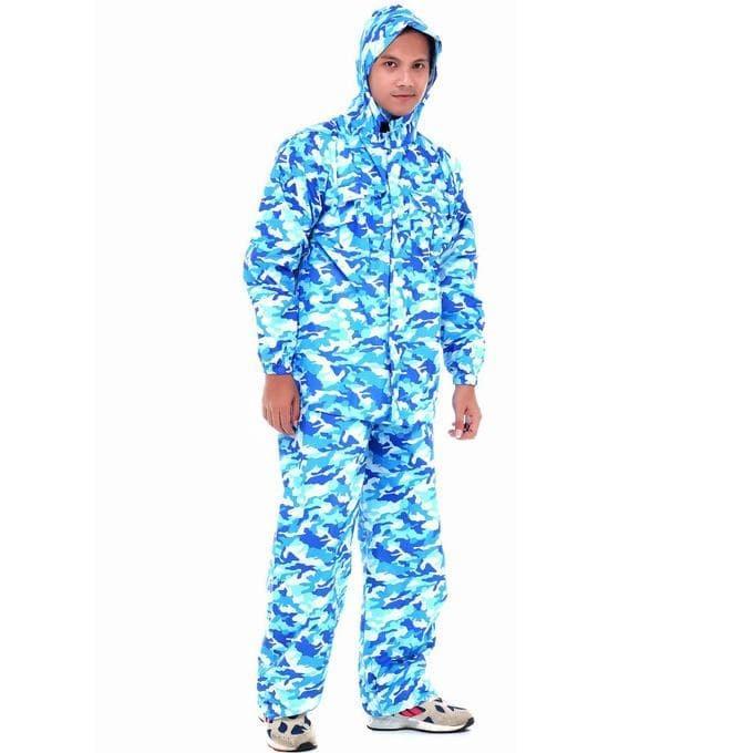 Jas Hujan Jaket Celana ARMY - TENTARA Loreng Plevia kode 813 - Biru