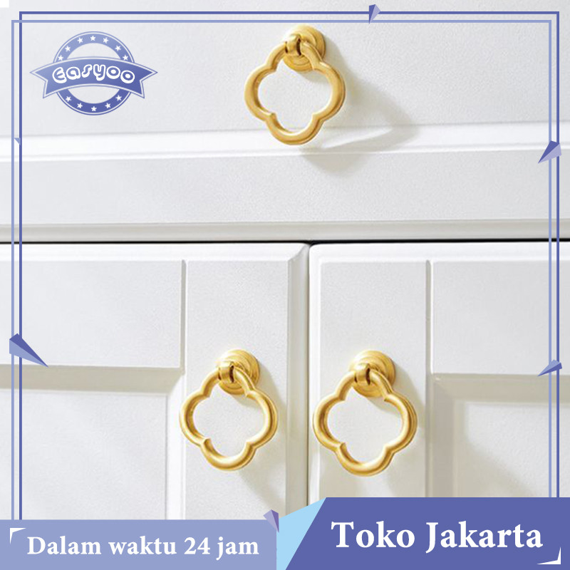 Tarikan Laci Flower Ring Handle Gold Lemari Handle Laci Minimalis Handle Tarikan Emas Tarikan Laci