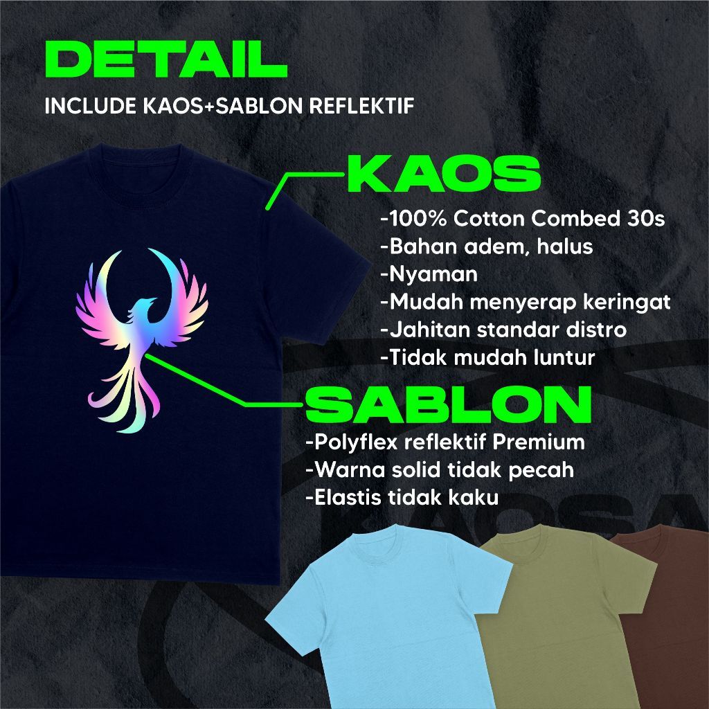 Kaos Custom Satuan Sablon Hologram Reflektif / Custom Kaos Nyala Hologram / Sablon Satuan Glow In th