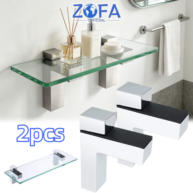 2PCS Ambalan Rak Siku Penjepit Penopang Kaca Washtafel Tanpa Bor Lubang Penyangga Kaca/ Ambalan Siri