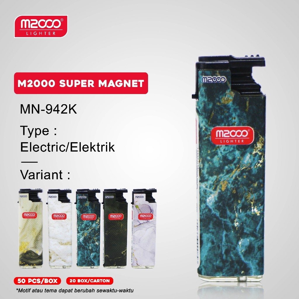M2000 Korek Bara Motif Marble Isi Ulang / Pemantik Api Tahan Angin Limited Edition MN-942K