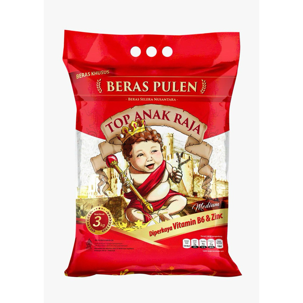 READY TOP ANAK RAJA 3 KG   -BERAS ANAK RAJA KHUSUS-BERAS PULEN