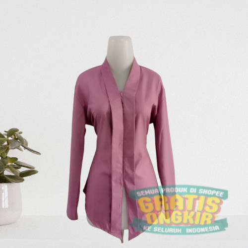 Kebaya Kartini Polos Bahan Katun Toyobo Lengan Panjang/ pakaian wanita lainnya merah putih hijau kun