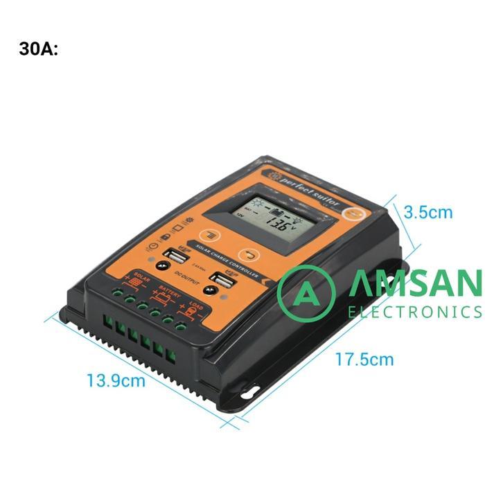 PowMr MPPT PWM Solar Charger Controller SCC PVSC 30A IP32 Dual USB Terlaris