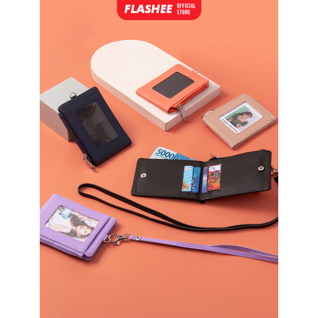 Flashee ID Card Lanyard Wallet Name Tag Hazel Lanyard Dompet Lipat Lanyard ID Card