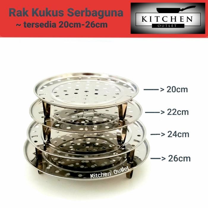 Kukus Kukusan Alat Tatakan Rak Kukus Panci Stainless Steel 22Cm - 24Cm