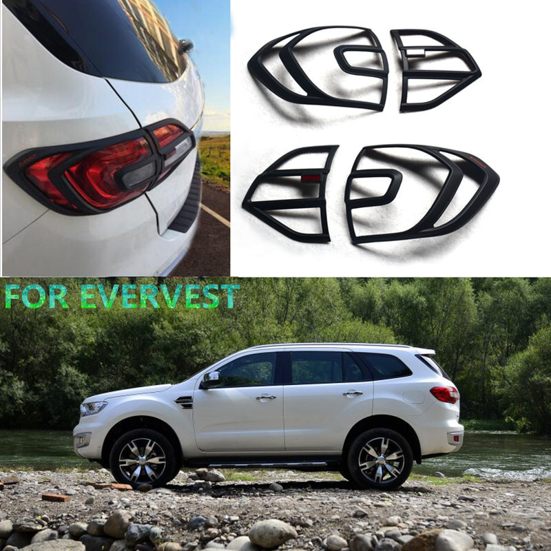 free shipping for everest accessories ABS  black tail light covers trim for ford everest 2015- 2017 
