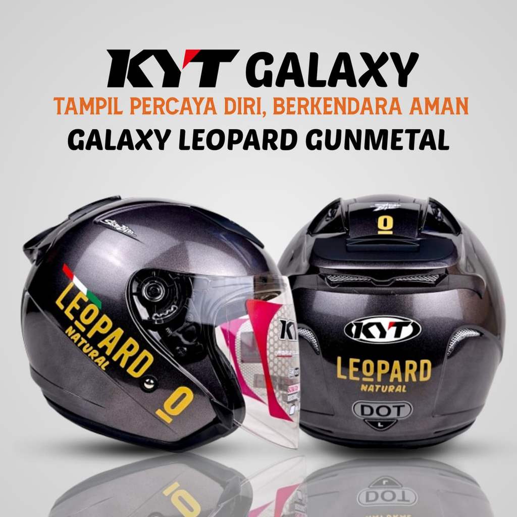 Kyt Galaxy Flat R Gunmetal Glossy Leopard / Helm Kyt Half Face | SNI