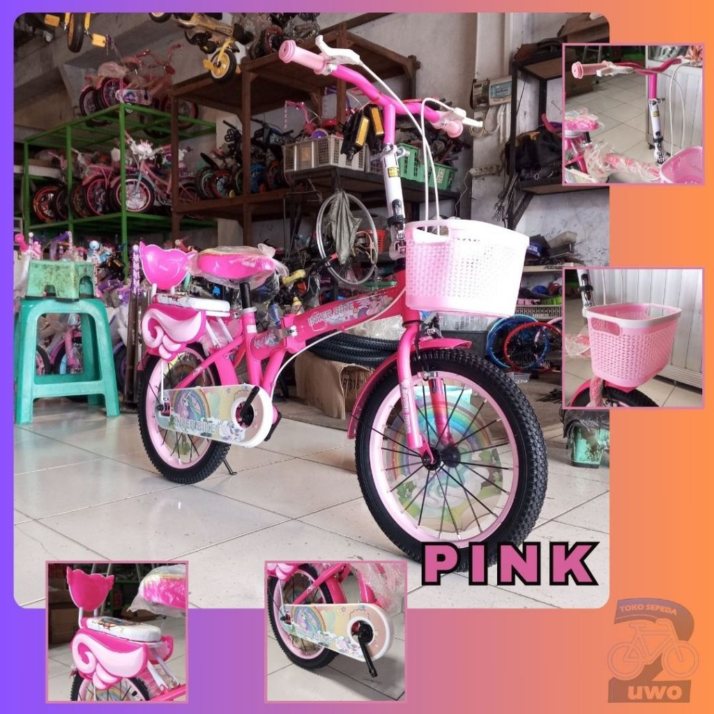 Sepeda Lipat Anak dengan Keranjang ukuran 16 18 Inch Folding untuk anak umur 5 sampai 8 tahun